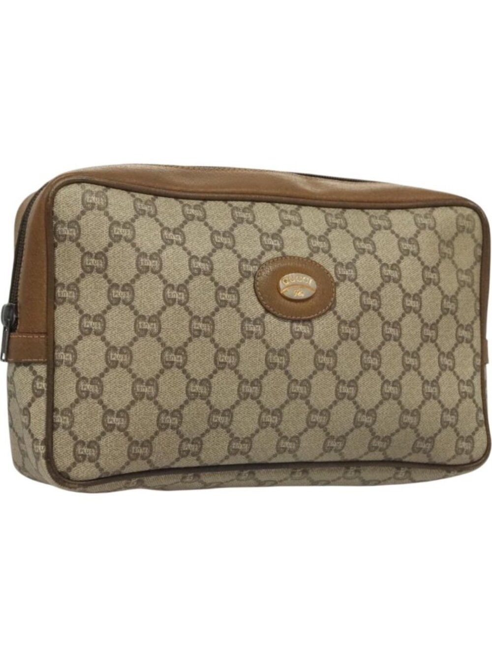 GUCCI GG Plus Supreme Clutch Bag PVC Beige Gold - Picture 1 of 16